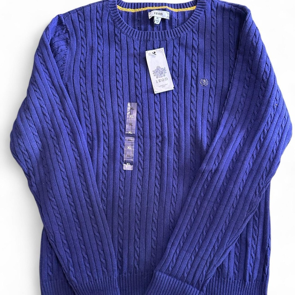 Izod Men's Vibrant Blue Cable Knit Sweater